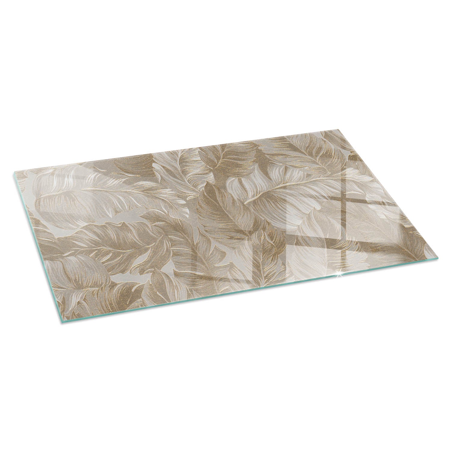 Szkło ochronne żaroodporne pod kominek - 120x60 cm - Liście w subtelnych wzorach - TULUP