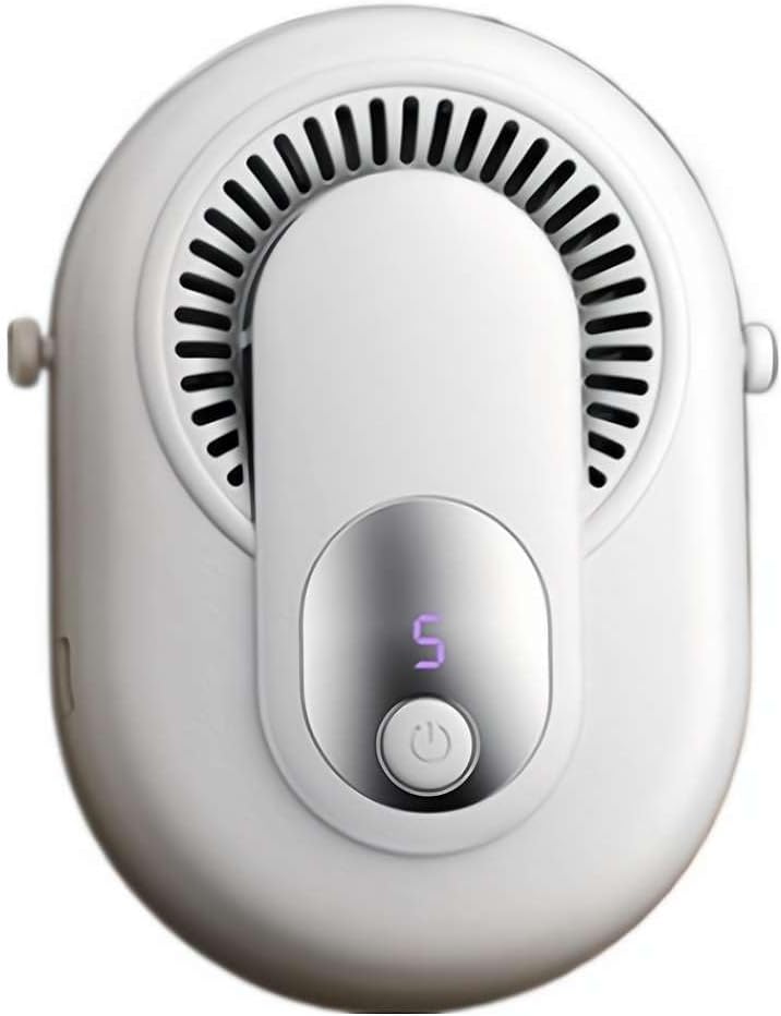 Przenośny wentylator, noszony na pasie, wiszący na szyi, odpowiedni do użytku na zewnątrz i na kempingu (biały)