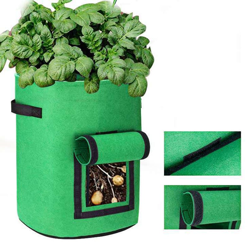 Worki do sadzenia w ogrodzie, zestaw 2 siedmiogalonowych worków na warzywa, worki do sadzenia ziemniaków z włókniny z okienkiem (2, zielone)