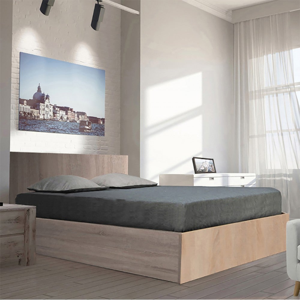 Lit coffre 180x200 sommier inclus Taylor Bois blanchi - 9
