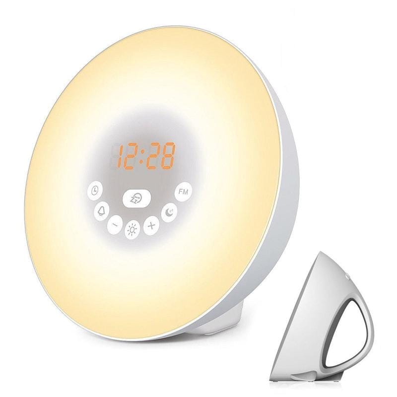 Lampka nocna - Delikatny i jasny budzik - Z wyświetlaczem w trybie ciemnym - Ciesz się spokojniejszymi porankami - Budzik z terapią światłem (Classic
