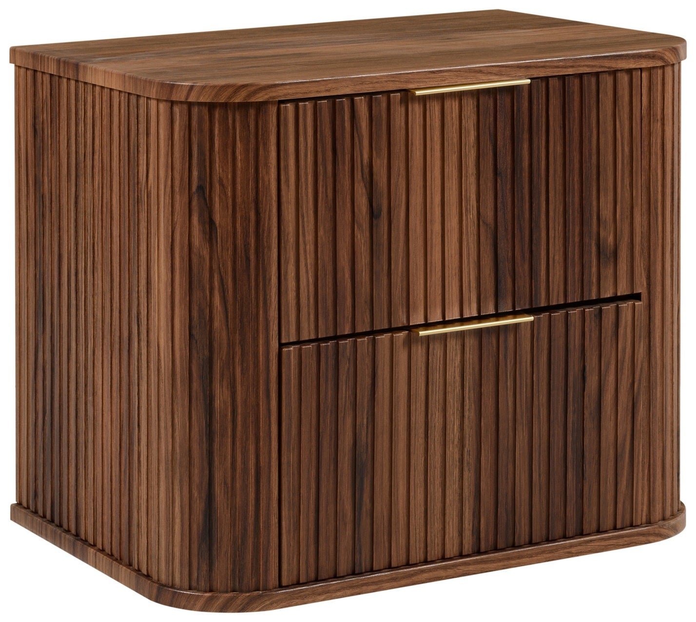 Szafka łazienkowa GLAMOUR 60 cm ORZECH wisząca ryflowana 2 szuflady SOFT CLOSE + 2 kolory uchwytów