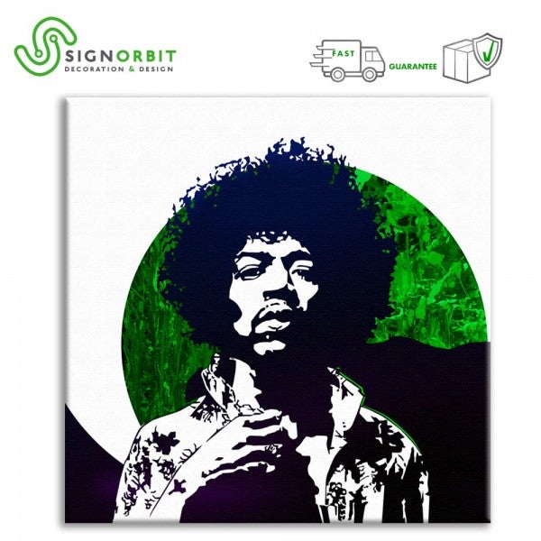 Jimi Hendrix Canvas Print, obraz na płótnie na drewnianej ramie, 130x130 cm