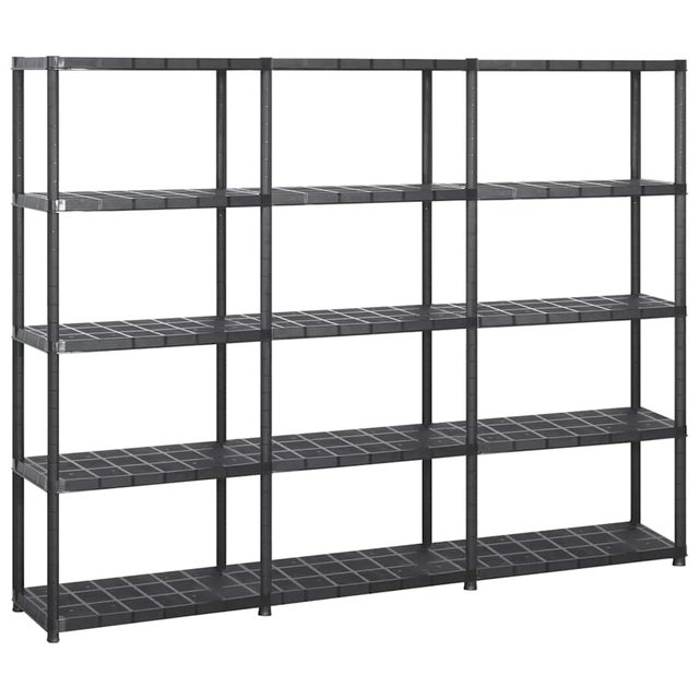 Estanterías de almacenaje 5 niveles plástico negro 213x38x170cm vidaXL