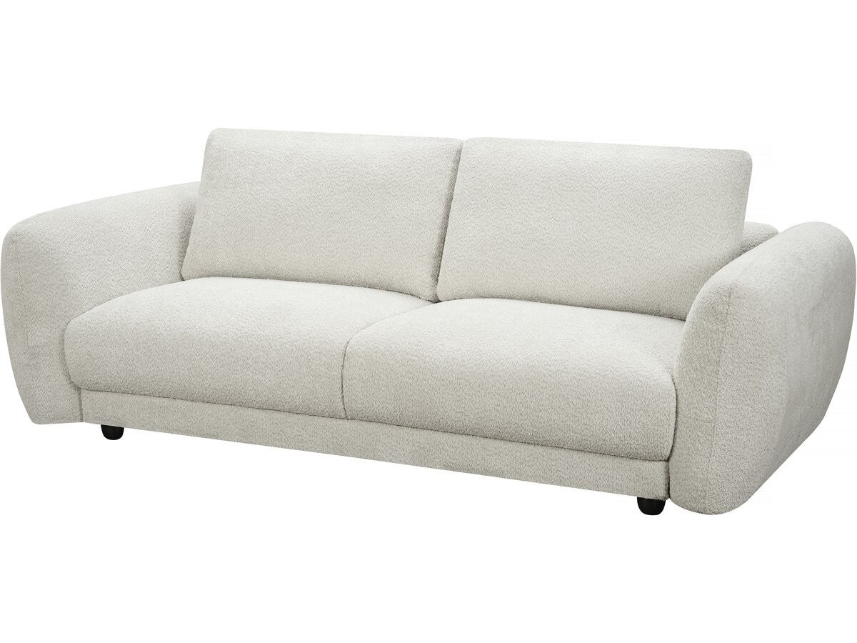 Sofa prosta z tkaniny Chenille "Saint Germain S" – 3-osobowa – beżowa