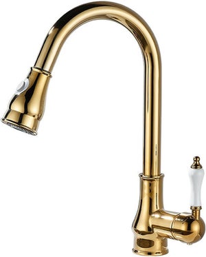 Mitigeur d'évier de cuisine de style rétro avec bec pivotant doré Gattoni Orta RE135D0 Mitigeur d'évier de cuisine de style rétro avec bec pivotant doré Gattoni Orta RE135D0