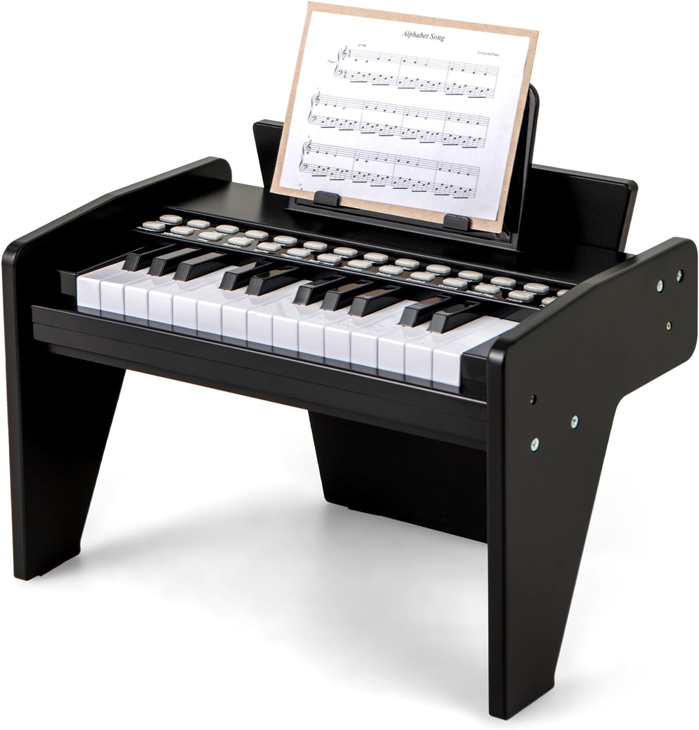 GOPLUS Piano Éducatif 25 Touches Avec Touches Lumineuses – Clavier Enfant En Bois – 3+ Ans Noir