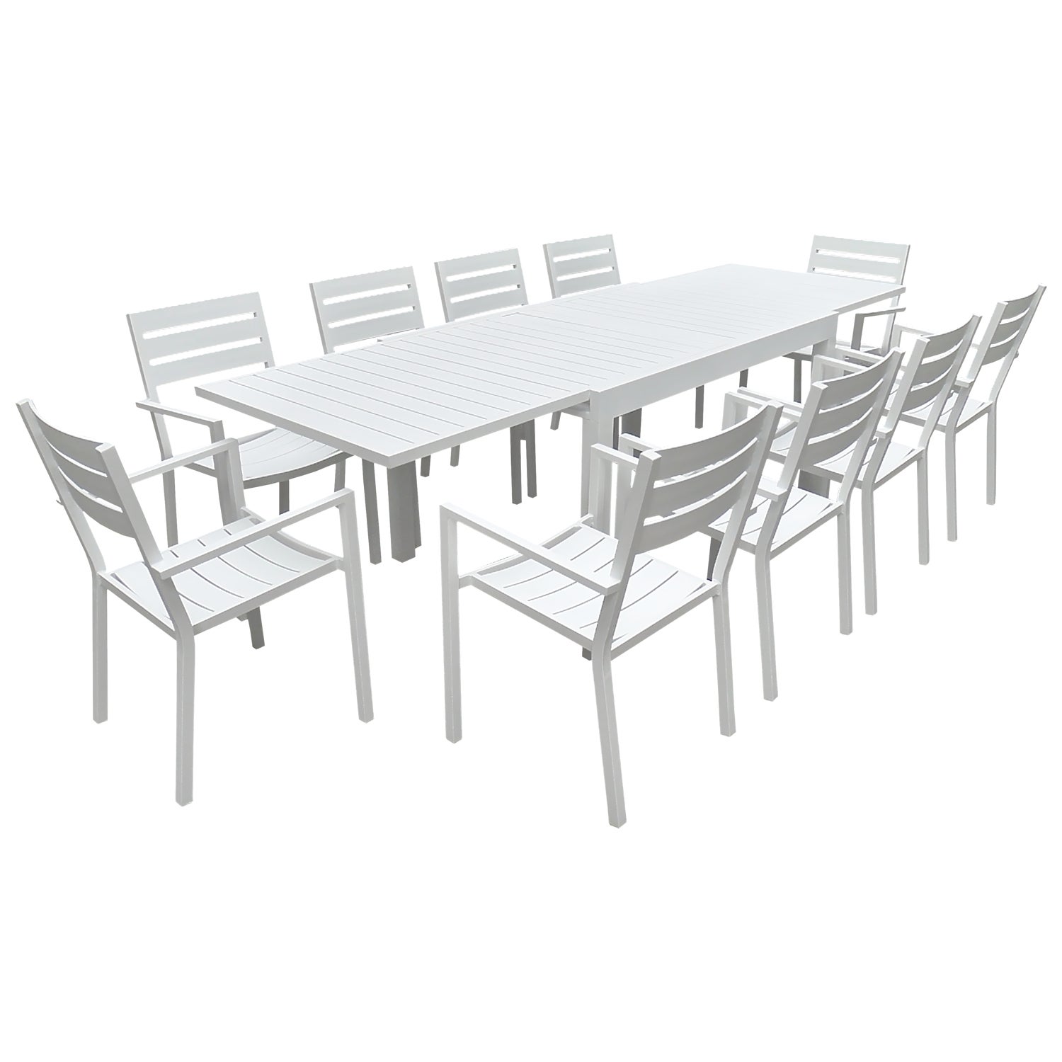 Rozkładany zestaw mebli ogrodowych VENEZIA 132/264 z białego aluminium - miejsc siedzących 10