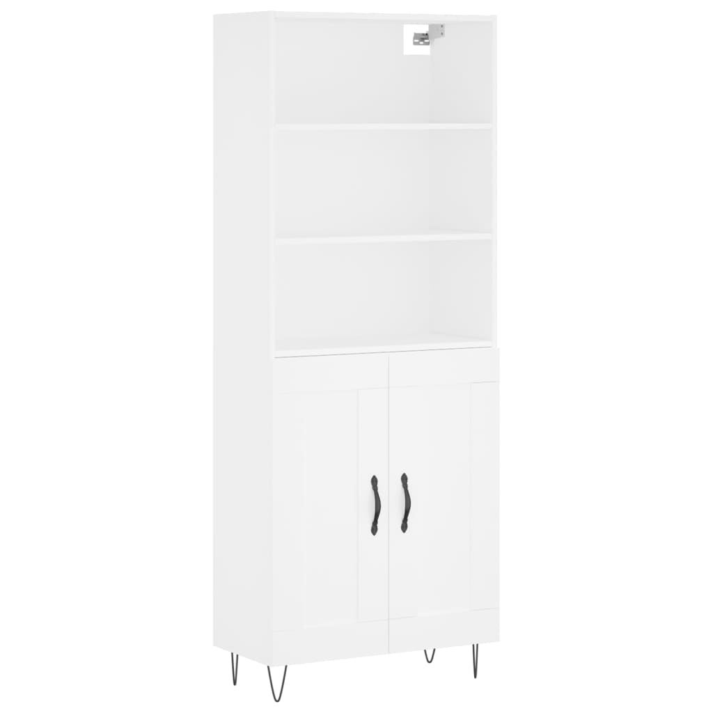 Buffet haut Blanc 69,5x34x180 cm Bois d'ingénierie - 2