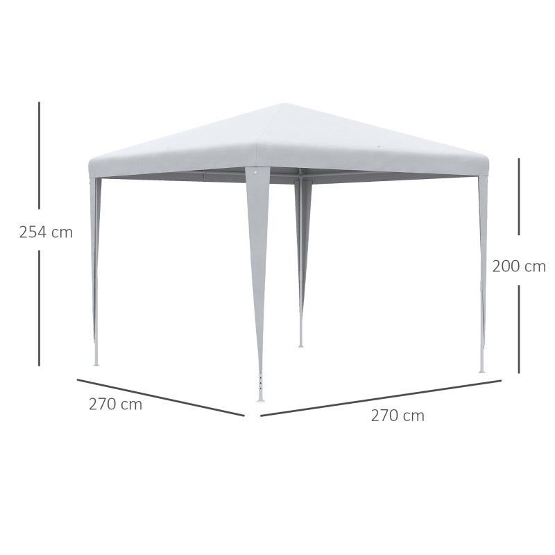 Cenador de jardín impermeable 2,7 x 2,7 m, carpa plegable exterior, ideal para patio, camping o fiestas, con estructura de acero, blanco - 4
