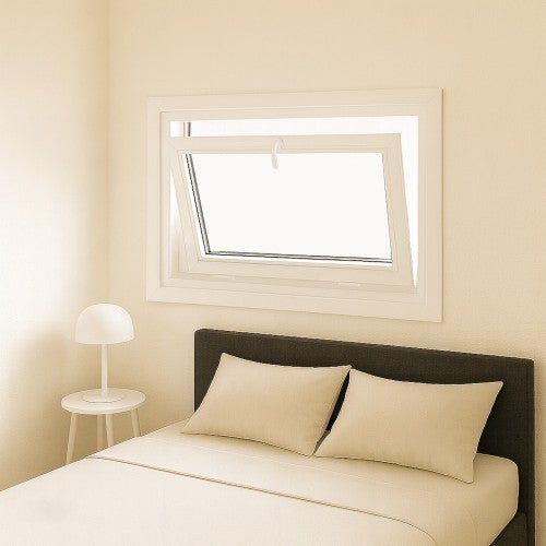 Fenêtre PVC abattant 1 vantail blanc H 45 x L 60 cm avec poignée pour pose en neuf - 2