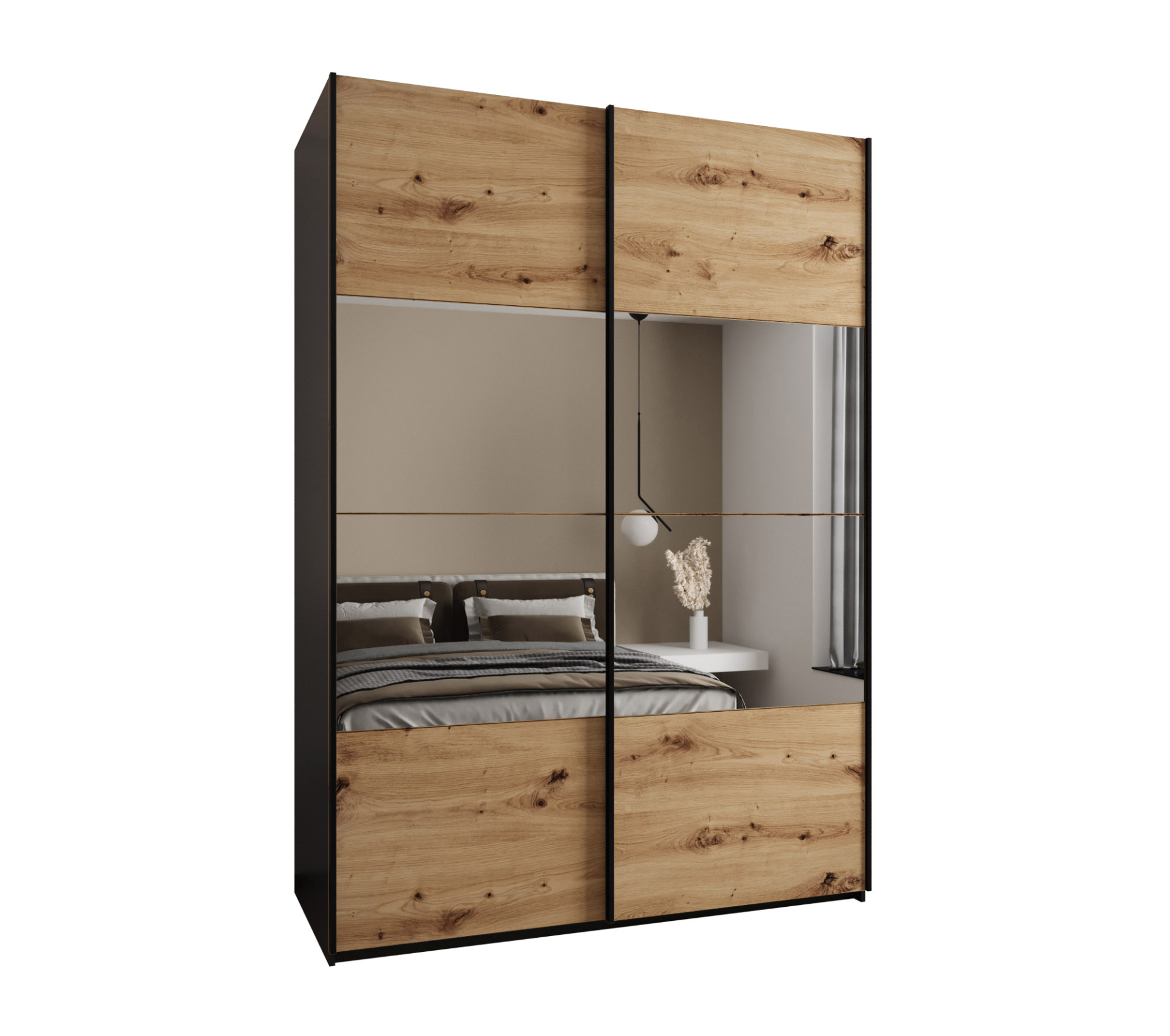 Szafa przesuwna wysoka Lux 4 170 x 64 x 245,5 cm czarny + artisan + u. czarny - Abiks Meble