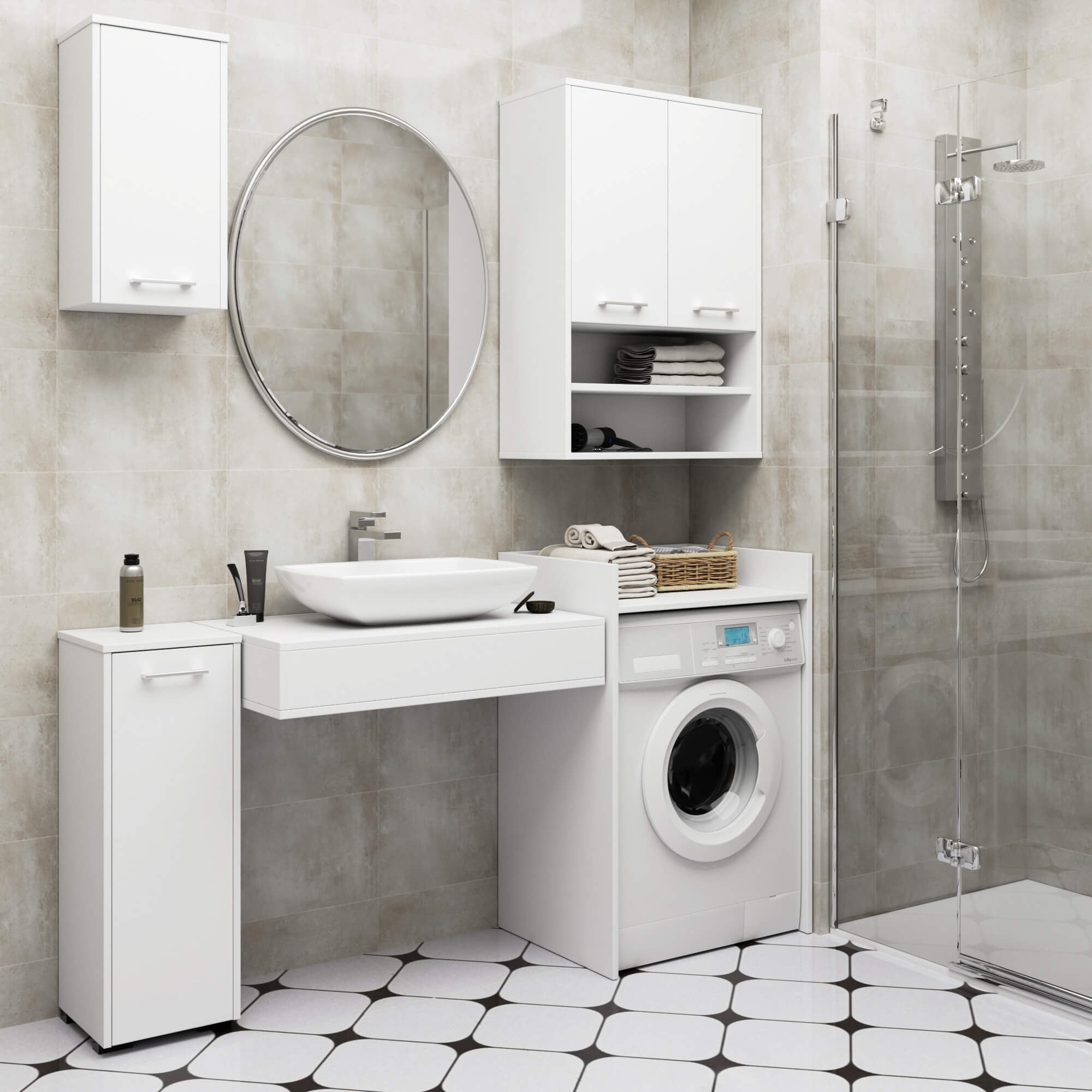 Armario para lavadora AKORD FIN Blanco 64 cm 64x50x98 cm - 6