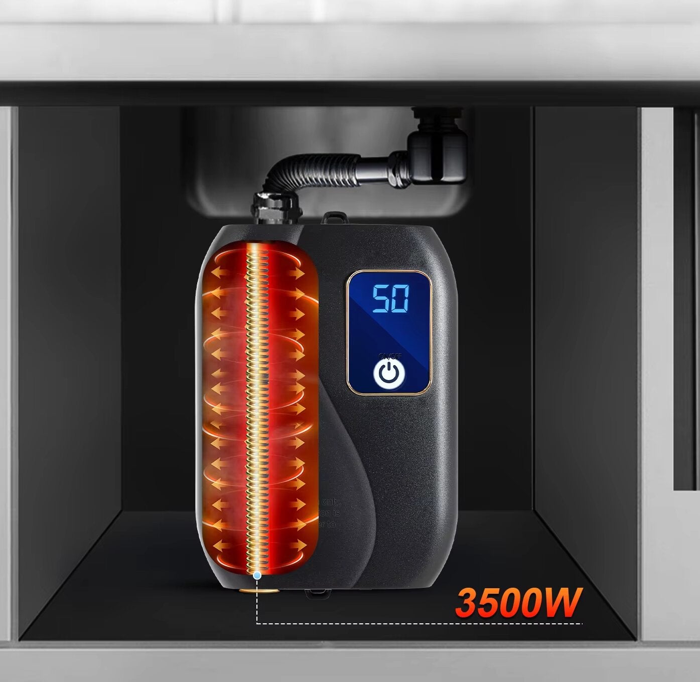 Autrucker calentador de agua instantáneo, calentador de agua compacto sin tanque con doble salida, para uso en fregaderos de cocina y lavabos de baño.
