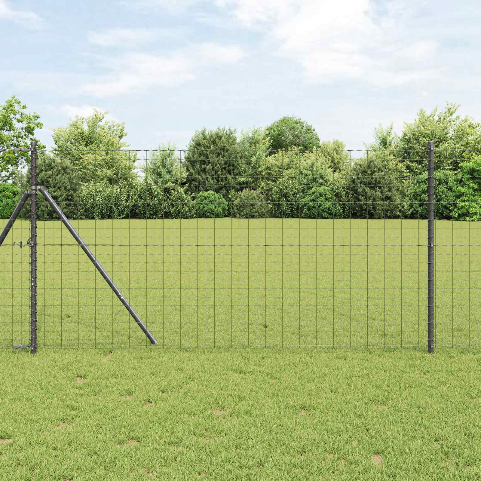 Słupek ogrodzeniowy. 12 pcs Szary Stal Malowana Proszkowo vidaXL