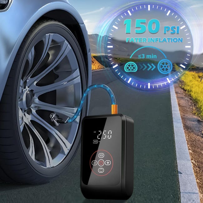 150PSI Mini Compresseur à Air Portatif, 7200mAh Gonfleur Pneus Voiture Sans Fil Gonfleur Electrique Pour Velo Voituremoto Balles Avec Lumiere Led Inflation Rapide Arret Automatique 88736519 150PSI Mini Compresseur à Air Portatif, 7200mAh Gonfleur Pneus Voiture Sans Fil Gonfleur Electrique Pour Velo Voituremoto Balles Avec Lumiere Led Inflation Rapide Arret Automatique 88736519