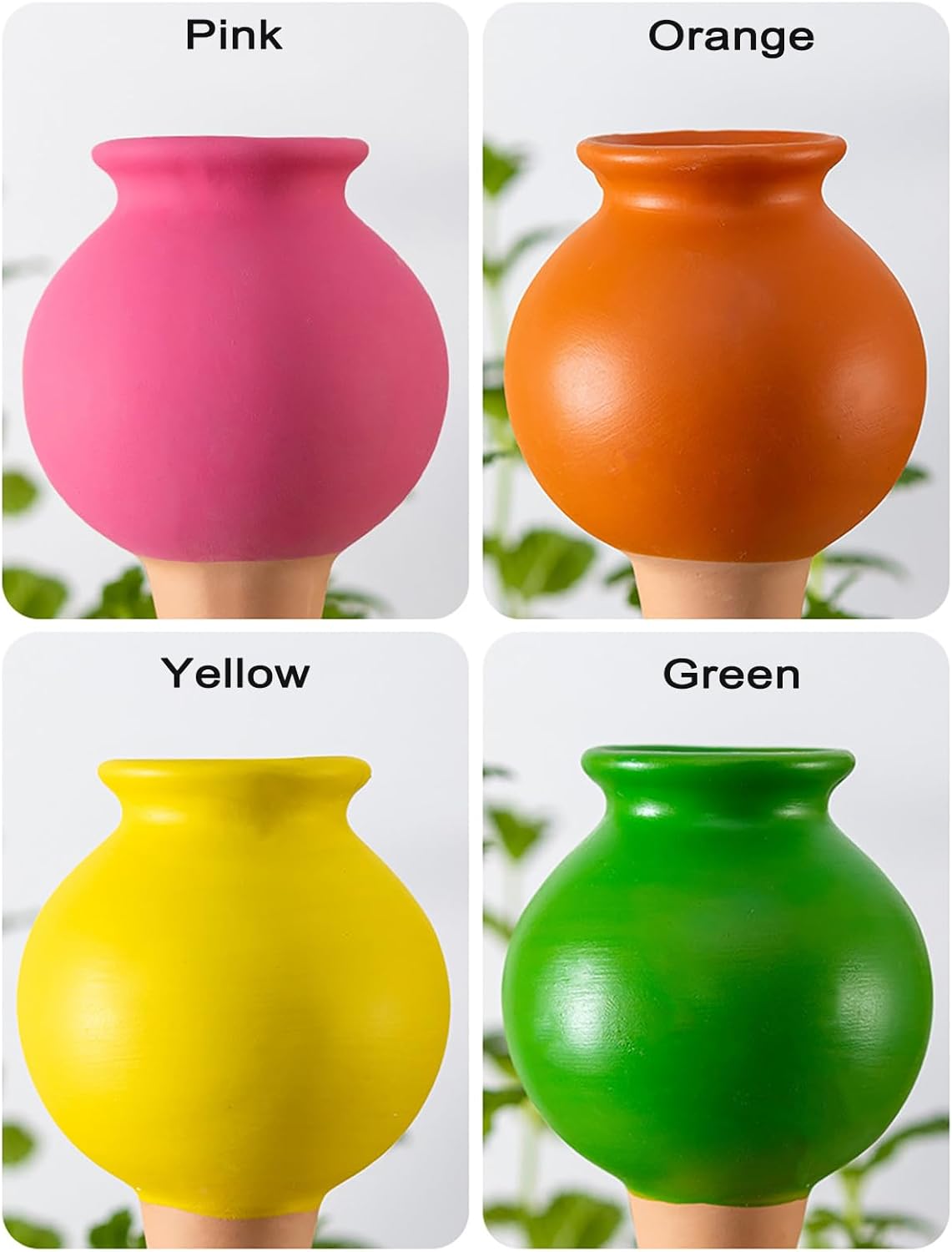 Oyas a Planter Terre Cuite, 4 Pièces Arrosage Goutte à Goutte Ollas Terre Cuite Arrosage Automatique Plantes Irrigation Goutte a Goutte Bouteille pou - 5