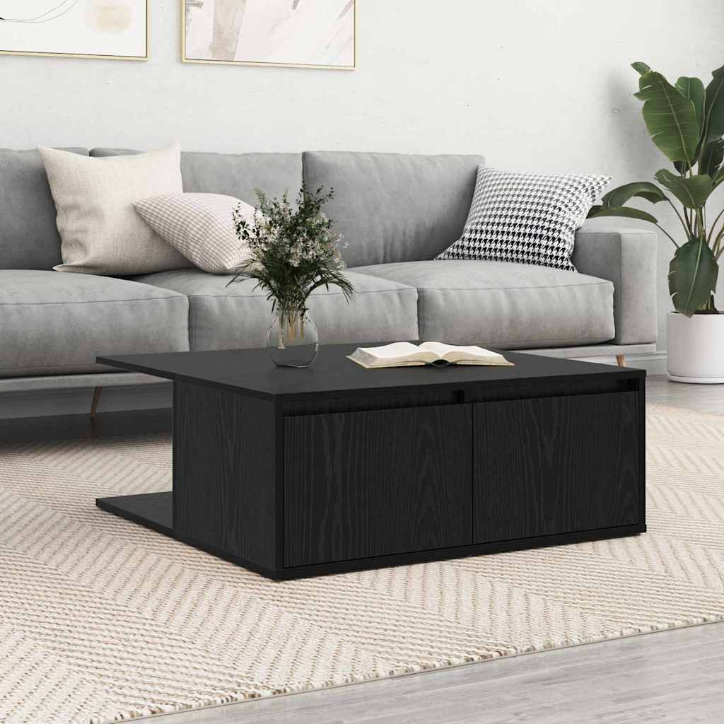 Stolik kawowy z szufladą Czarny dąb 80 x 80 x 31 cm vidaXL