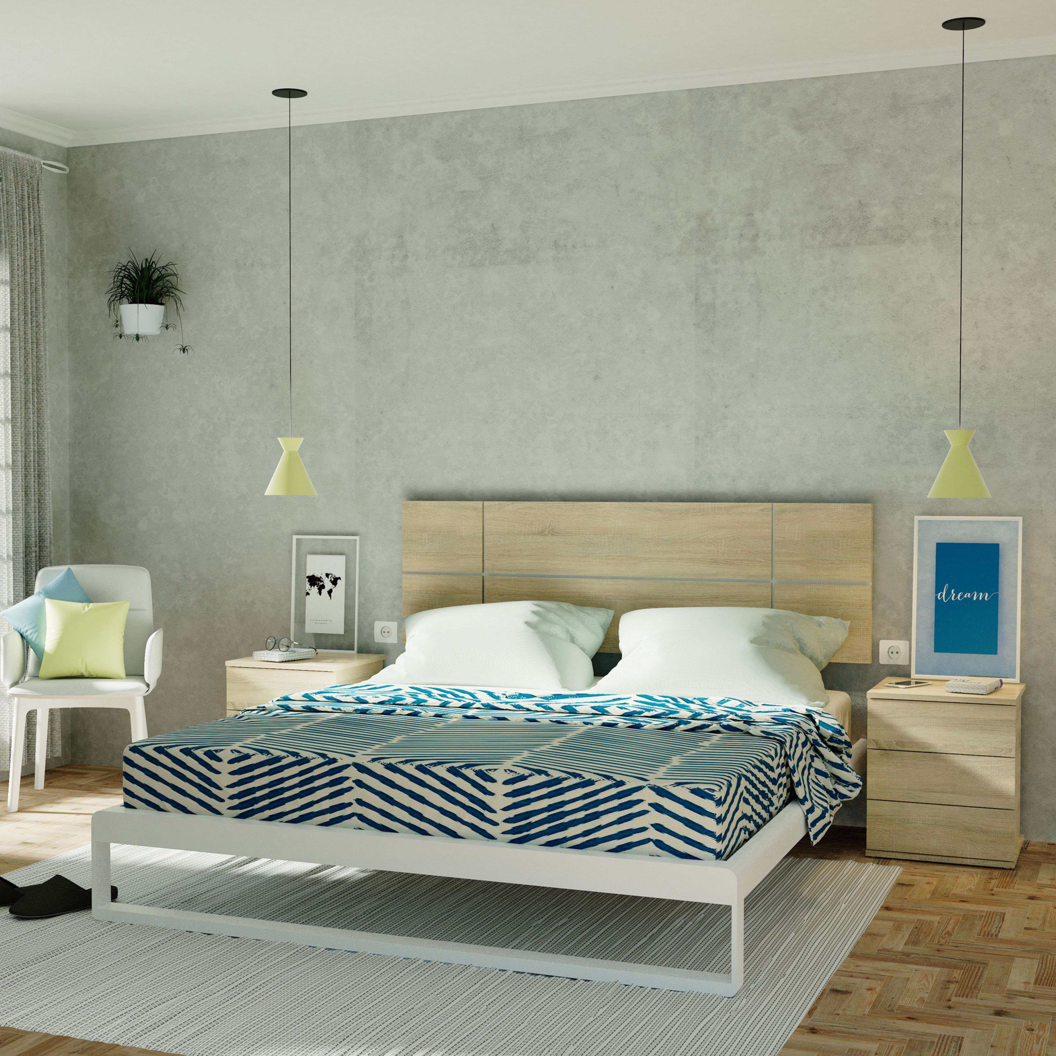 Table de chevet Dana en chêne cambrien avec 3 tiroirs, style chambre à coucher et salon, 49 x 41 x 40 cm - 5