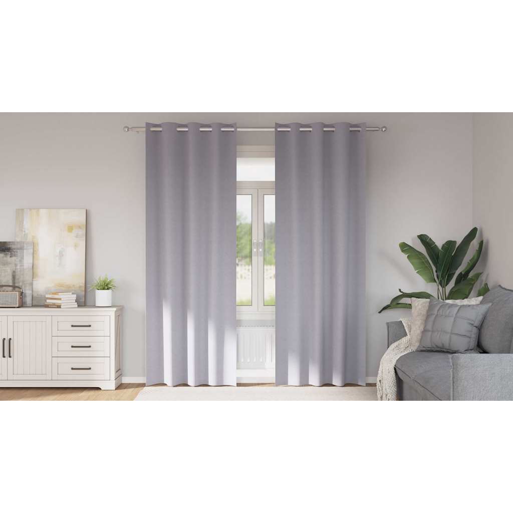 Firany blackout z kółkami 2 pcs Metaliczny Szary 225 x 140 cm vidaXL