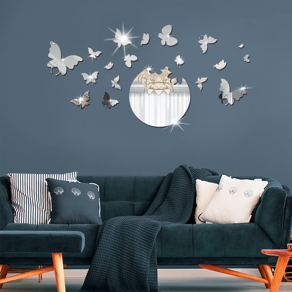 18 szt. 3D naklejki ścienne lustrzane dekoracyjne akrylowe samoprzylepne usuwalne naklejki ścienne DIY dekoracja do domu, sypialni, salonu