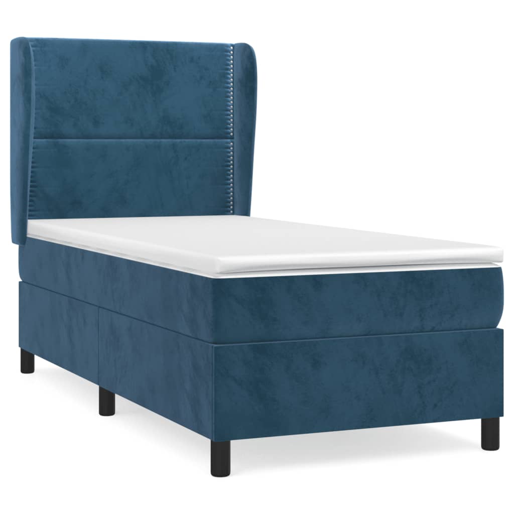 Sommier à lattes de lit avec matelas Bleu foncé 100x200 cm - 2