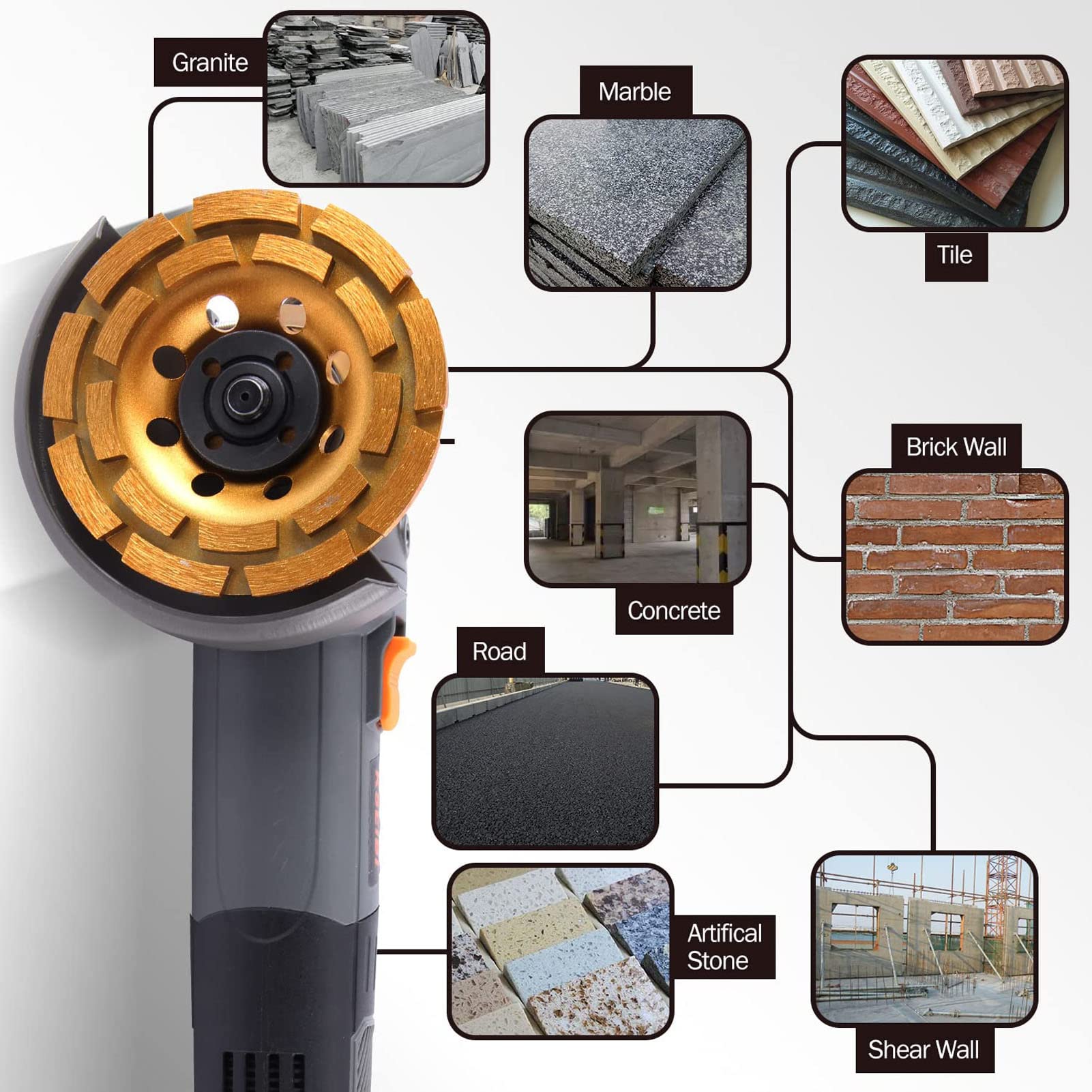 Disque de meulage diamanté Turbo pour meule de coupe ID 22MM Or pour meulage de pierre (180 mm) - 2