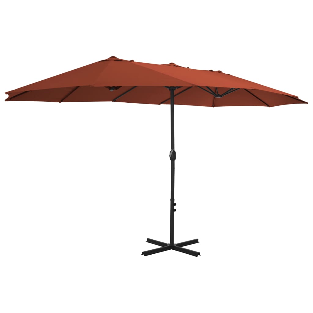 Parasol avec poteau en aluminium 460x270 Terre cuite - 2