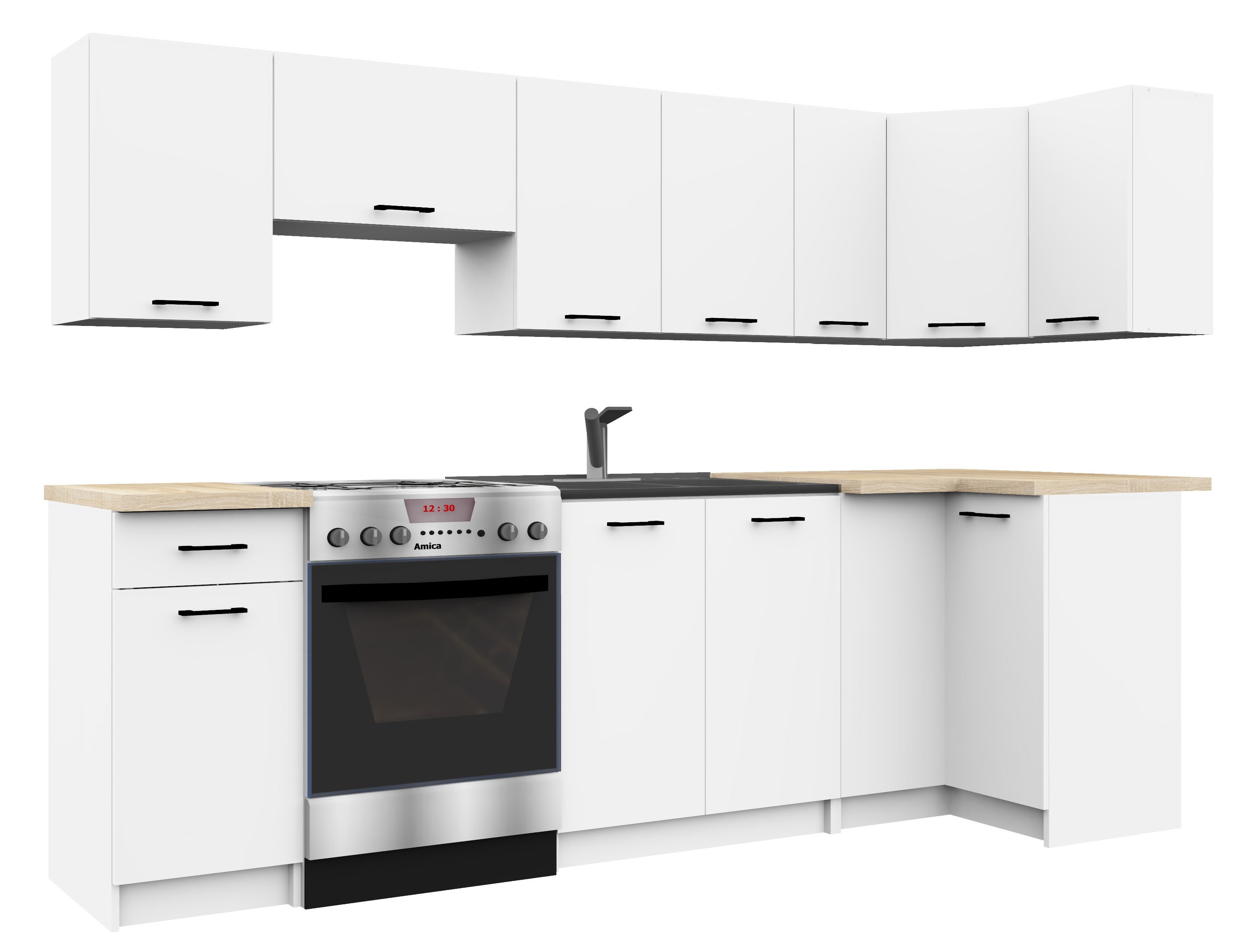 Meuble de cuisine haut AKORD W30 OLIWIA modulable Blanc 30 cm 1 porte façade Blanche 2 étagères 30x30x58 cm - 4