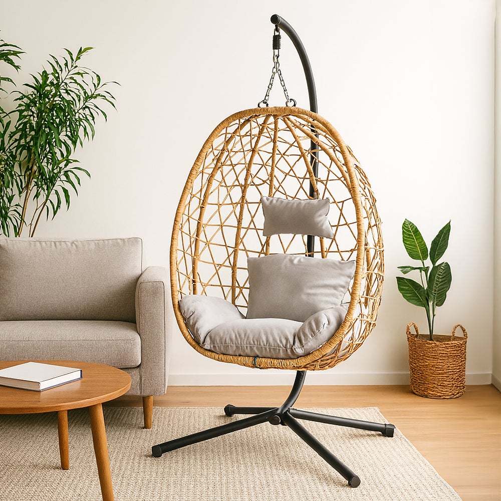 CUZCO Poltrona suspensa com efeito rattan - 4