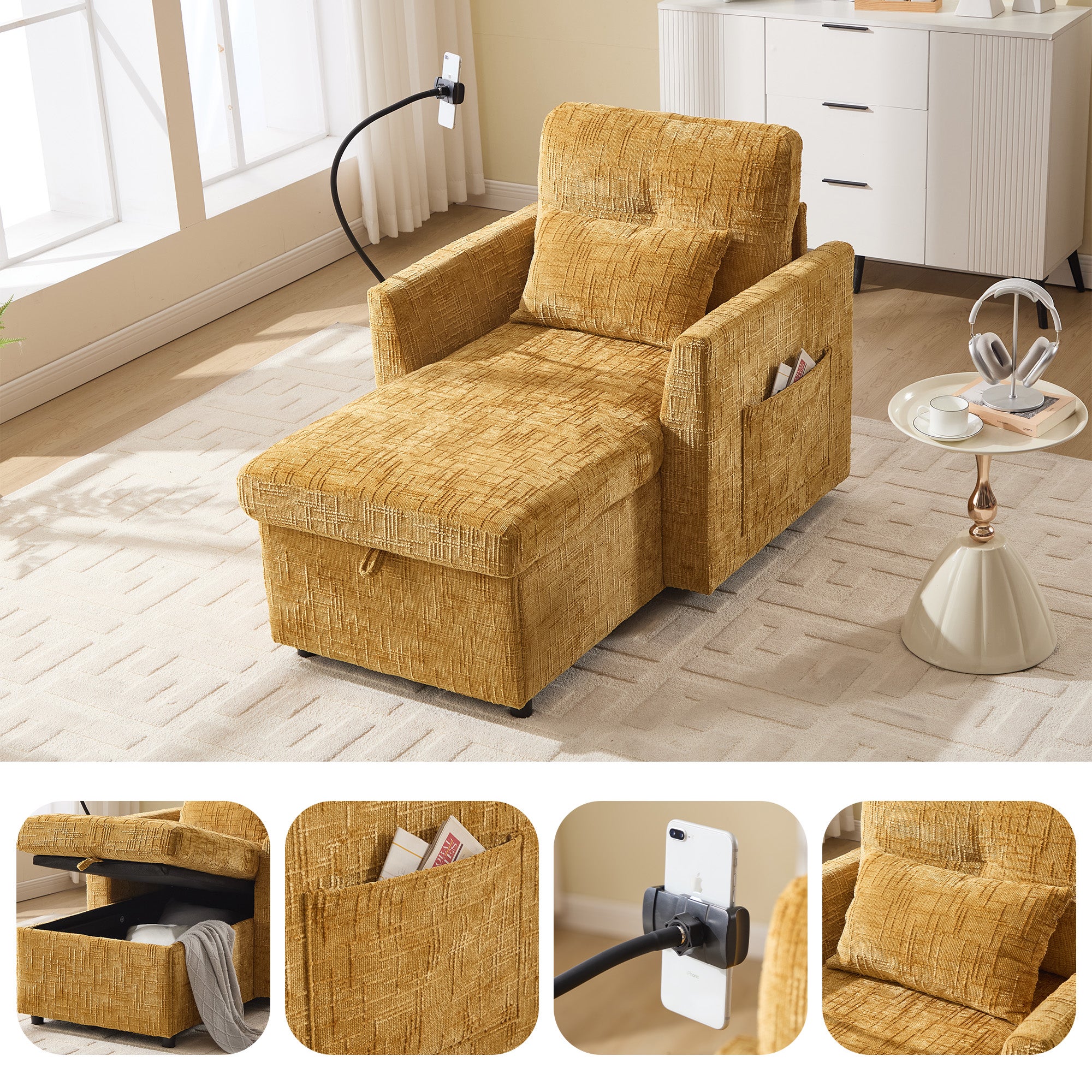 Base de lit multifonction, accoudoirs réglables, support mobile ...