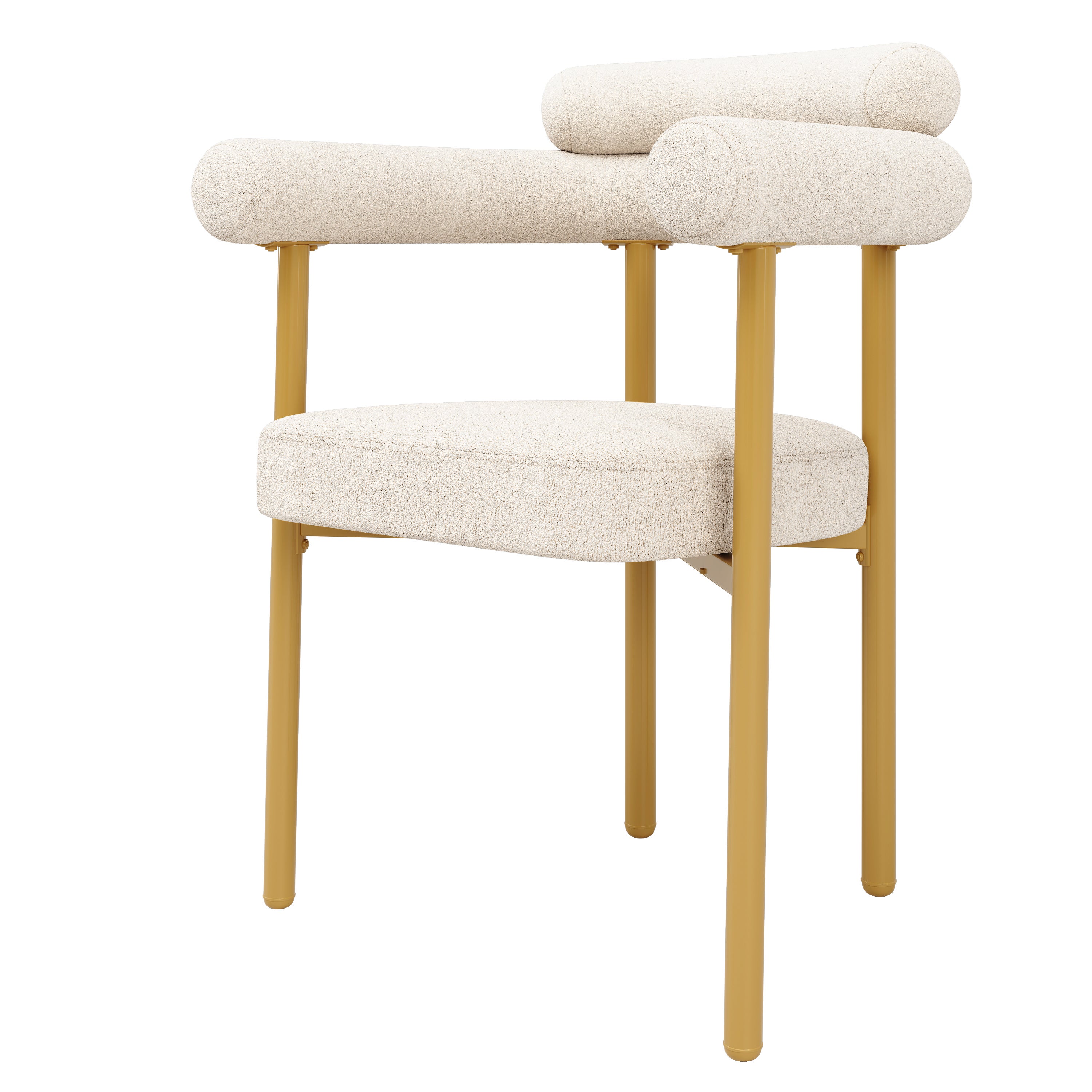 Ensemble table à manger + 4 chaises en velours - 140 x 80 x 75 cm - MDF + Pieds en métal doré - Beige - 9