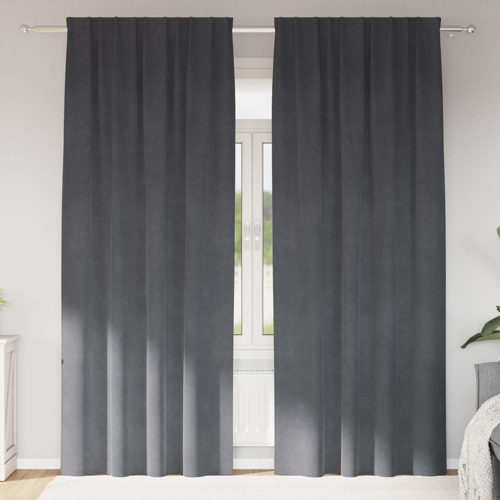Zasłony zaciemniające 2 pcs Jasnoszary 140 x 225 cm Aksamit vidaXL