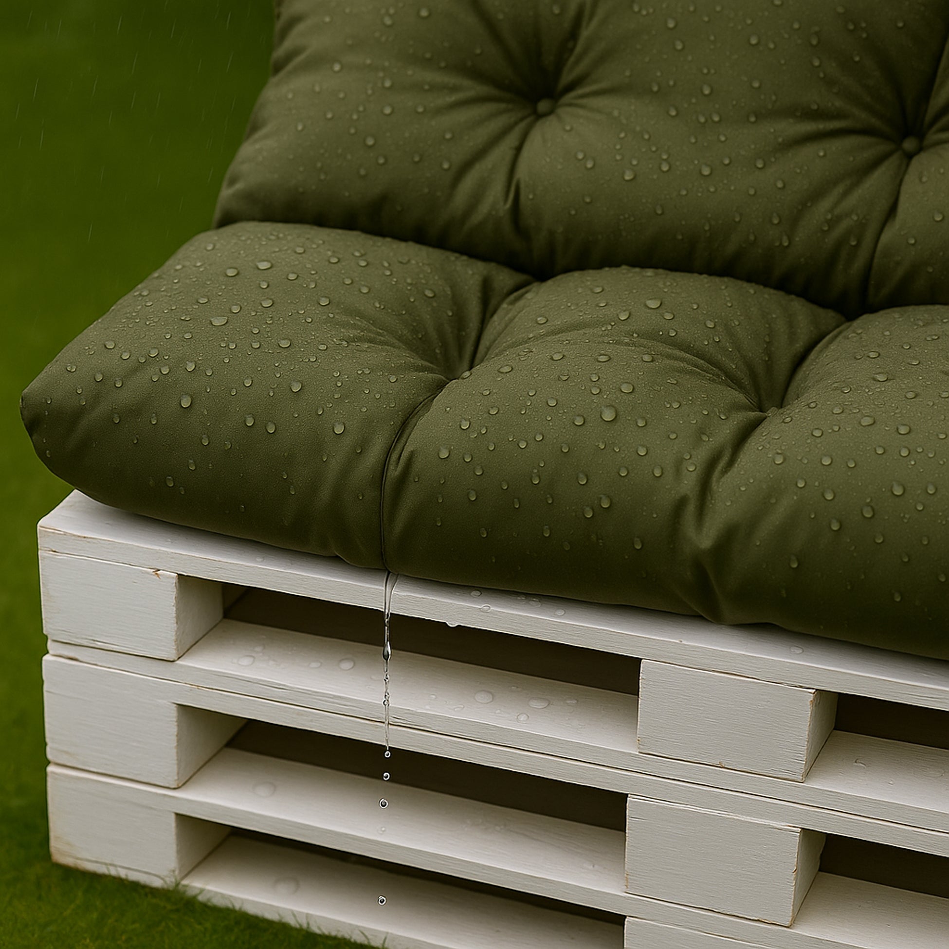 Set coussins pour palettes 120x60 avec dossier 120x50 vert – coussins canapé extérieur, matelas palette jardin confort premium - 6