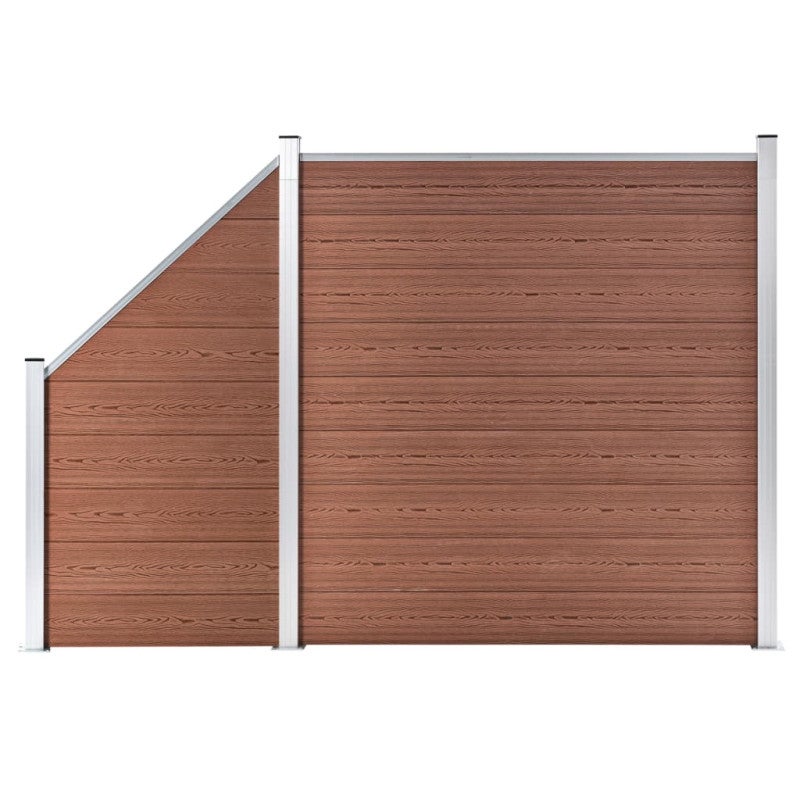 Ogrodzenie WPC, 1 panel kwadratowy + 1 skośny, 273x186 cm, brąz vidaXL