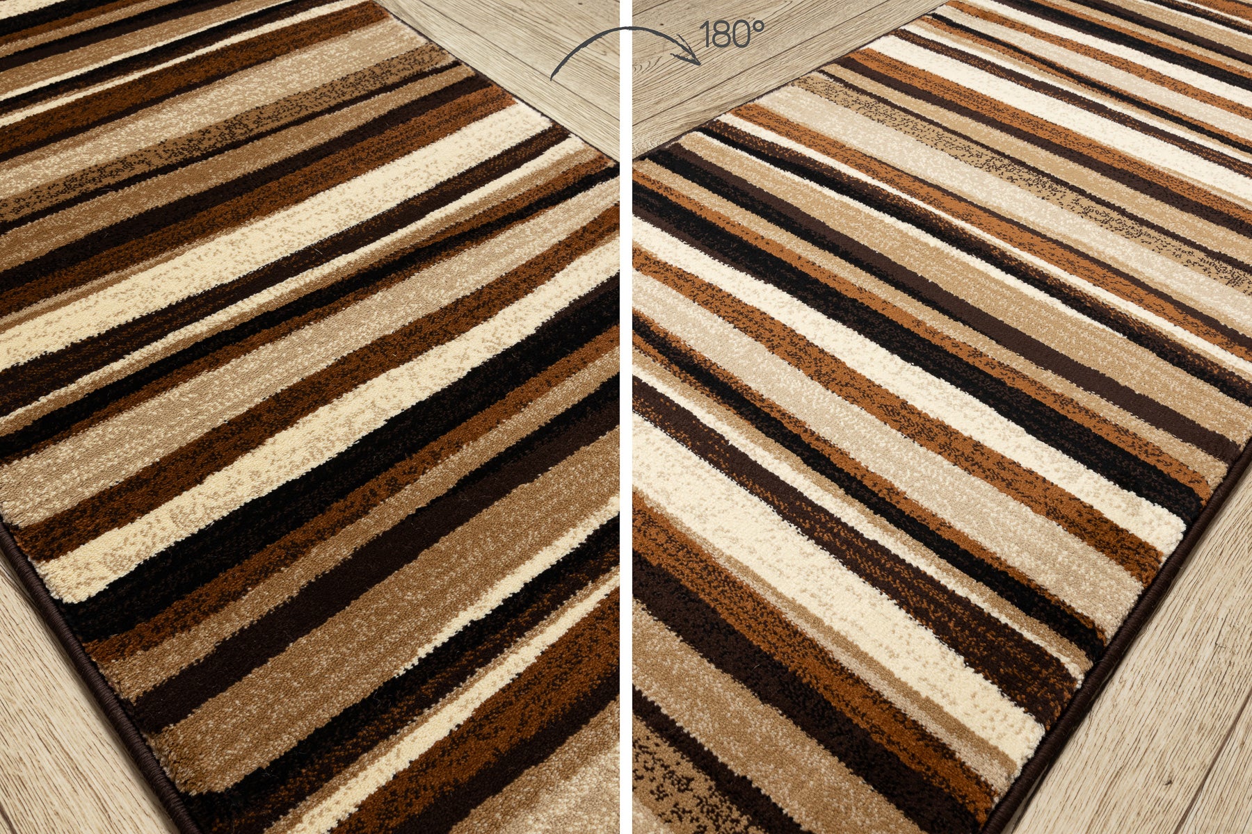 Tapis de couloir ROYAL 5374 RAYURES ONDULÉES beige / marron 80cm 80x200 cm - 4