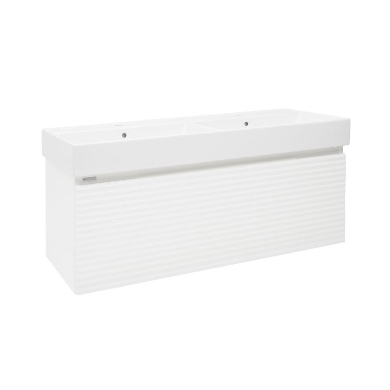Mueble de baño con lavabo naturel savona 118x43x44,8 cm, blanco brillante (savona120biu2)