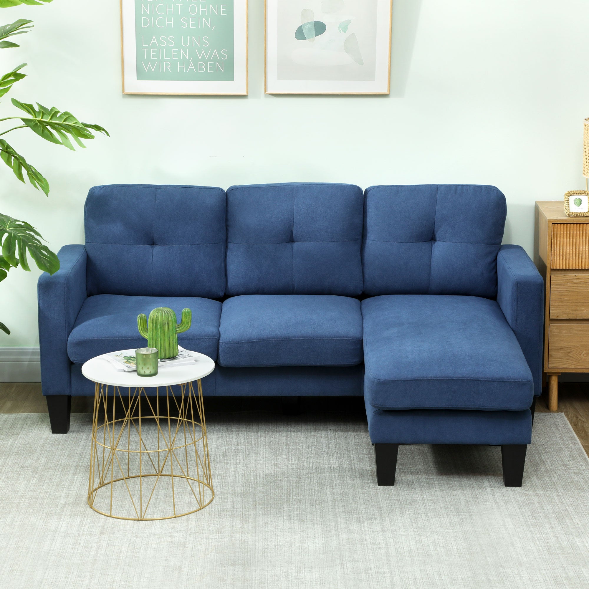 Canapé d'angle 3 places méridienne réversible tissu - 4