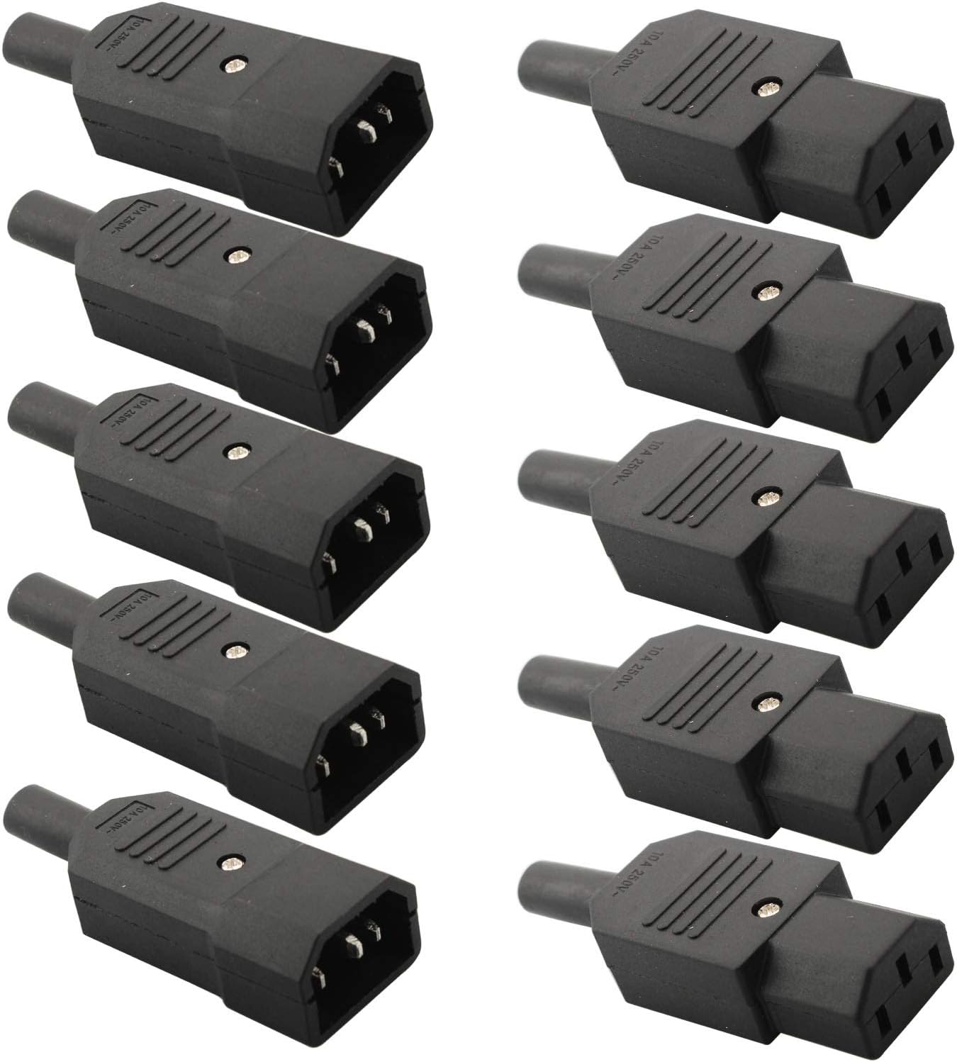 Sourcingmap® AC 250V 10A IEC C14 sub 3 Broches Adaptateur mâle Noir