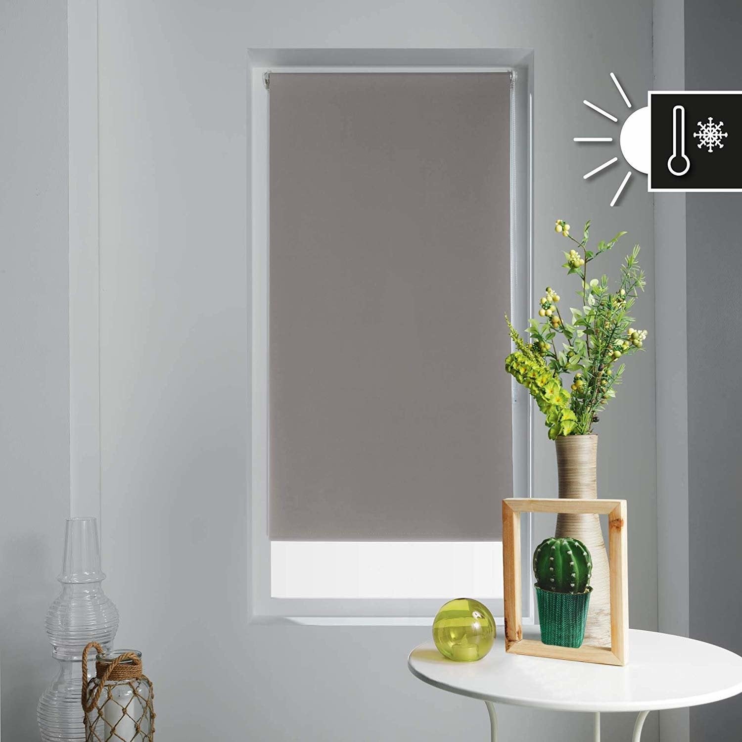 Store Enrouleur Occultant Uni et Coloré - Taupe - 60x180 cm - Polyester - 5
