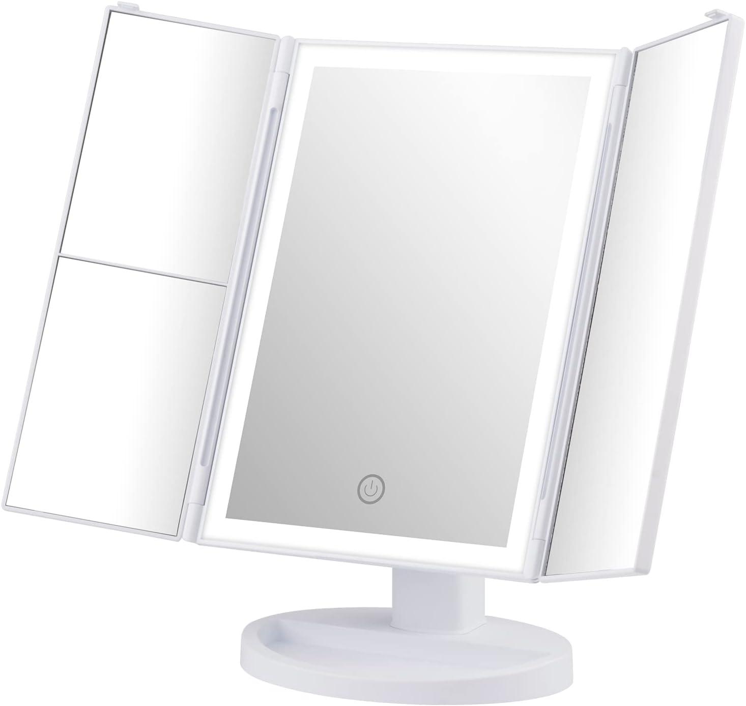 Blanc Miroir Maquillage Lumineux, 2X/3X Miroir Grossissant Lumineux Miroir Pliable Rotation A 180 Alimentation Par Batterie Ou Usb Interrupteur 97462348
