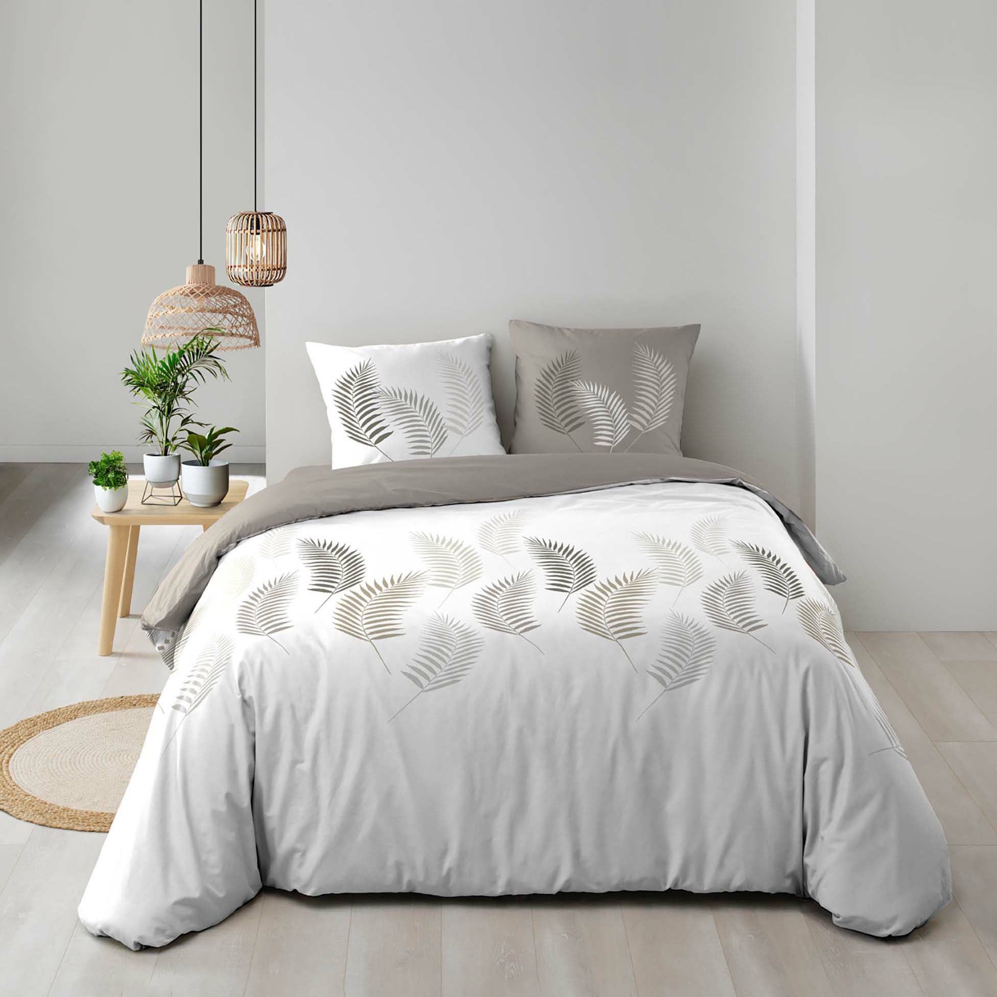 Parure de lit 3 places . 240 x 220 cm imprime 57 fils allover goyave - 5