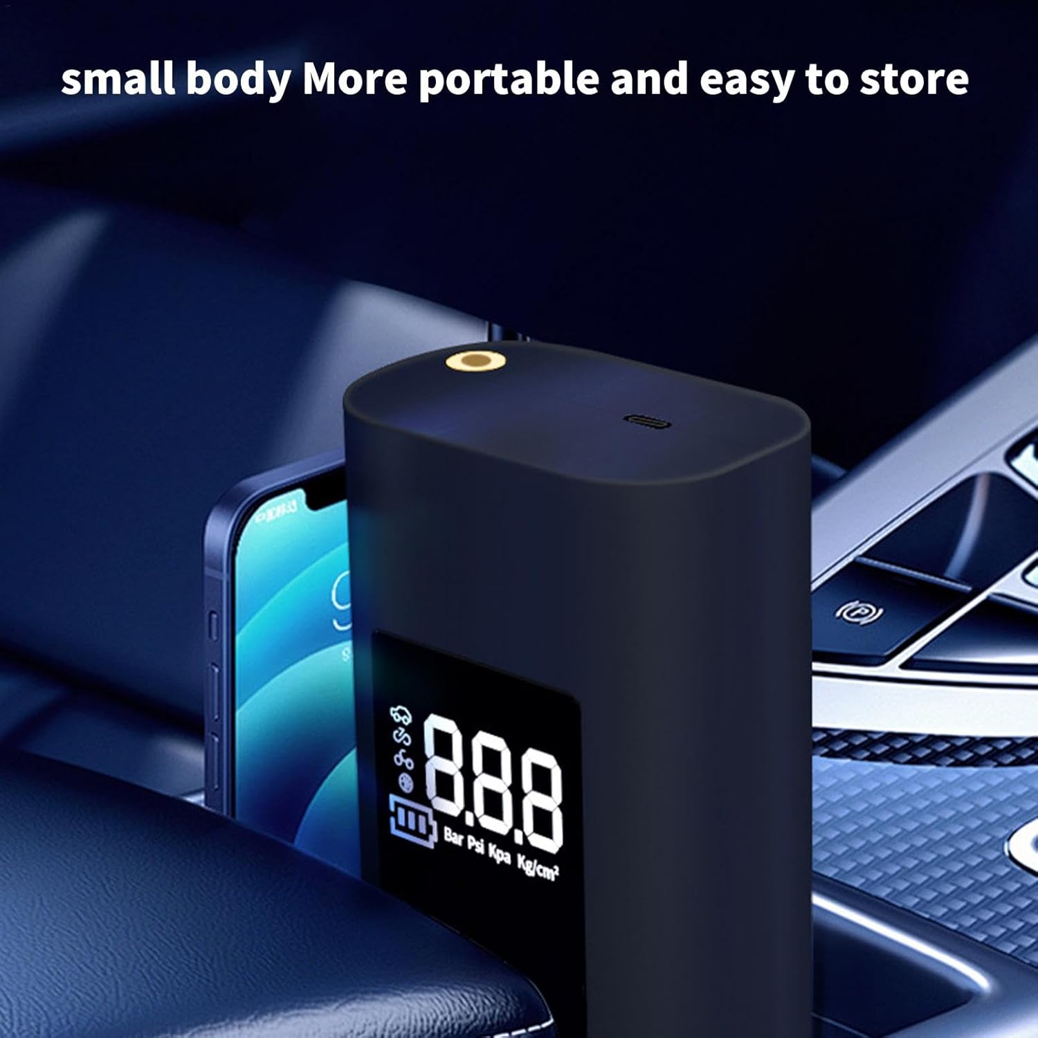Pompe à air de voiture sans fil - Gonfleur de pneu de voiture portable | Compresseur d'air portable sans fil rechargeable et facile à utiliser - 5