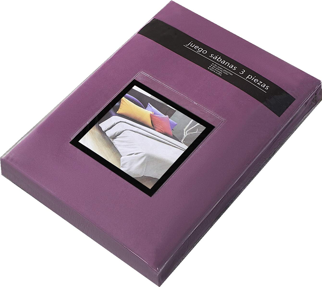 Tienda eurasia® juego 3 sábanas de cama, microfibra transpirable, cama 150-150x190/200 cm, morado