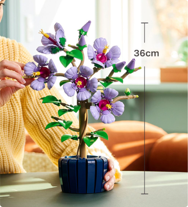 Ensemble de construction Fleur d'Hibiscus - Blocs de construction de plantes et fleurs artificielles, cadeau de décoration intérieure - 6