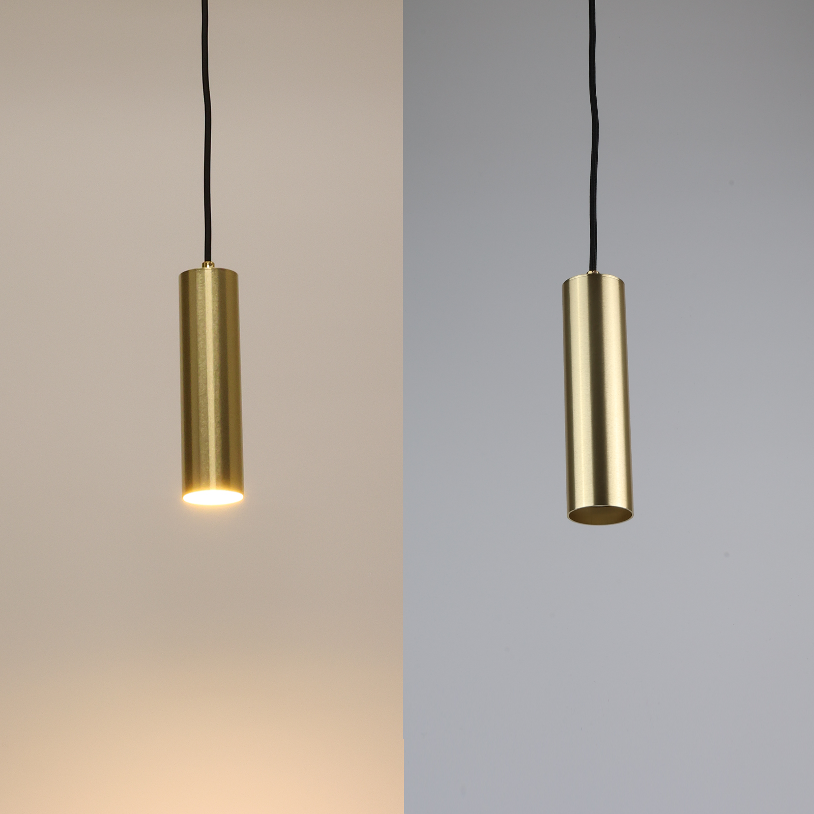 Lámpara Colgante de Techo Moderno Aluminio Dorado Minimalista en Forma de Tubo 20cm con Portalámpara GU10, Altura Ajustable - 5