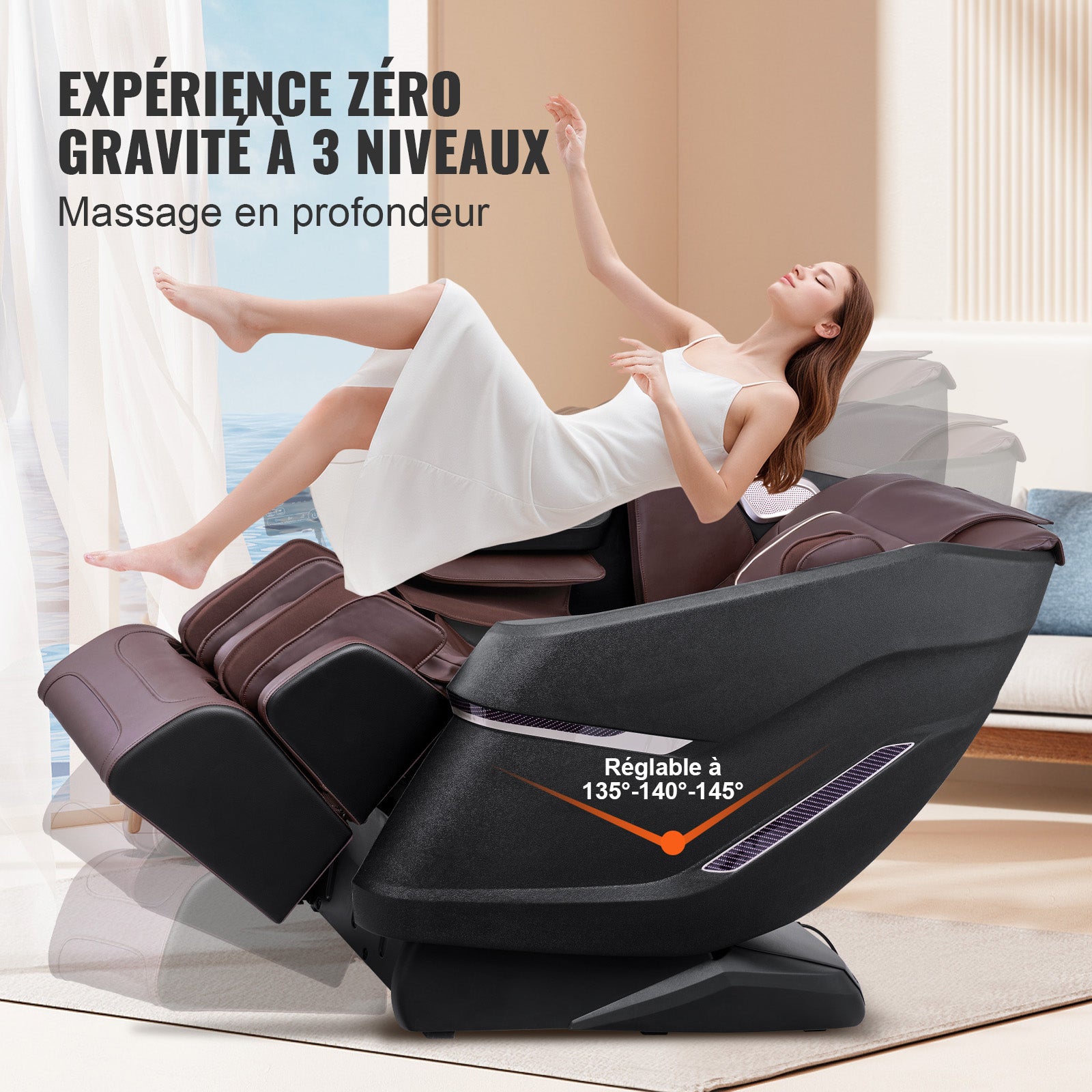 Fauteuil de massage 3D Shiatsu SL Rail Zero Gravity 10-18 modes Chauffage Haut-parleur Bluetooth 160 kg SucceBuy - 7