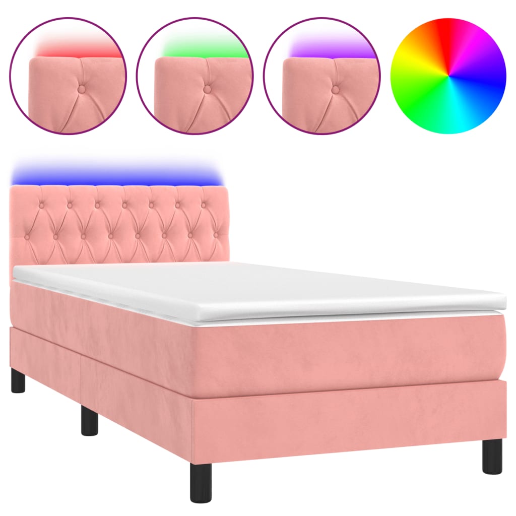 Maison Exclusive - Sommier à lattes de lit avec matelas et LED Rose 100x200 cm - 2
