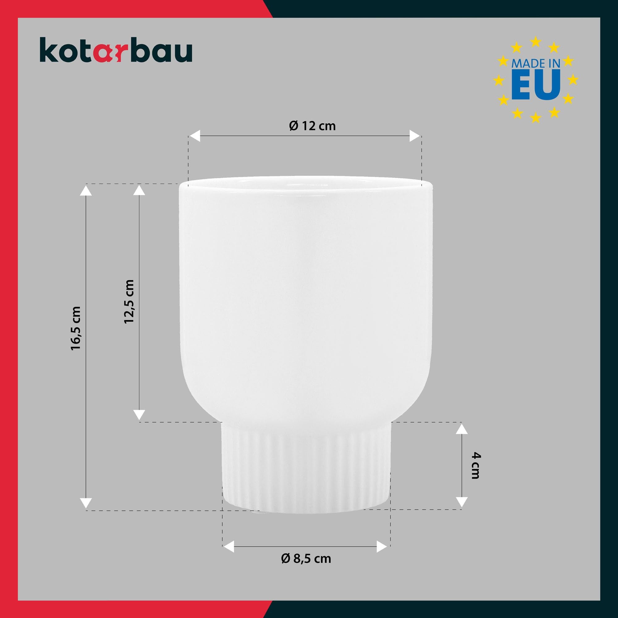 2x biała donica osłonka 12cm doniczka ceramiczna szkliwiona kwiaty rośliny - KOTARBAU - 3