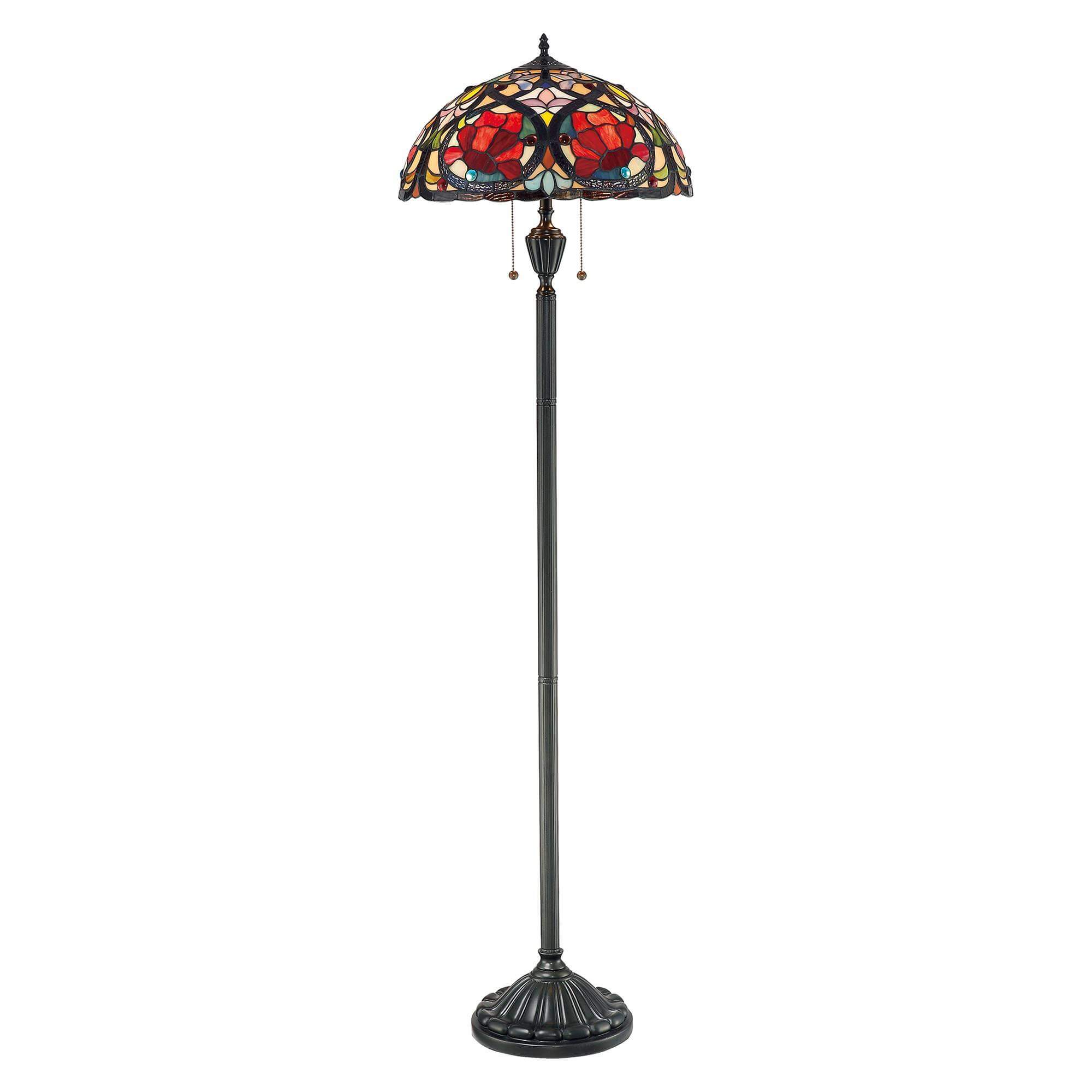 Lampă de podea, bronz, metal y sticlă Tiffany, 2xE27, Înălțime 157.50 cm, Ø 45.70 cm, Larissa, Elstead